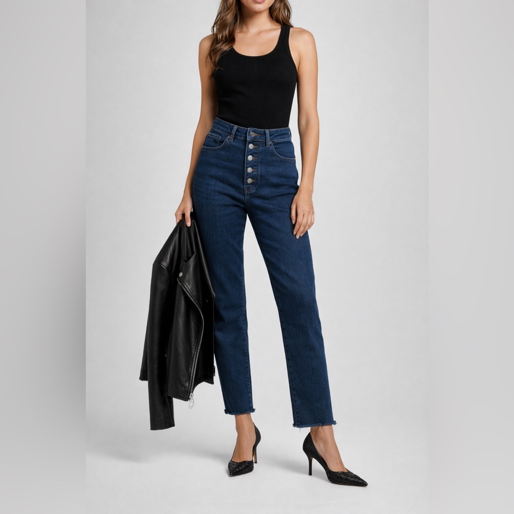 Express Super High Rise Button Fly Cropped Slim Jeans